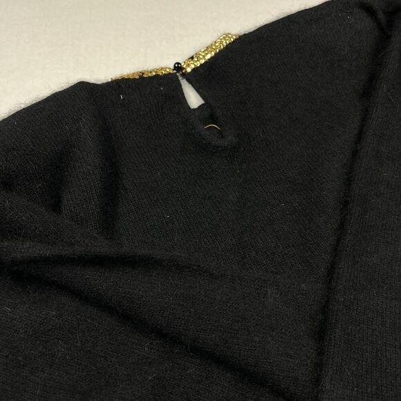 Lord & Taylor Womens Silk Blend Sweater Black Vintage Retro Knit Pullover MEDIUM - Picture 10 of 11